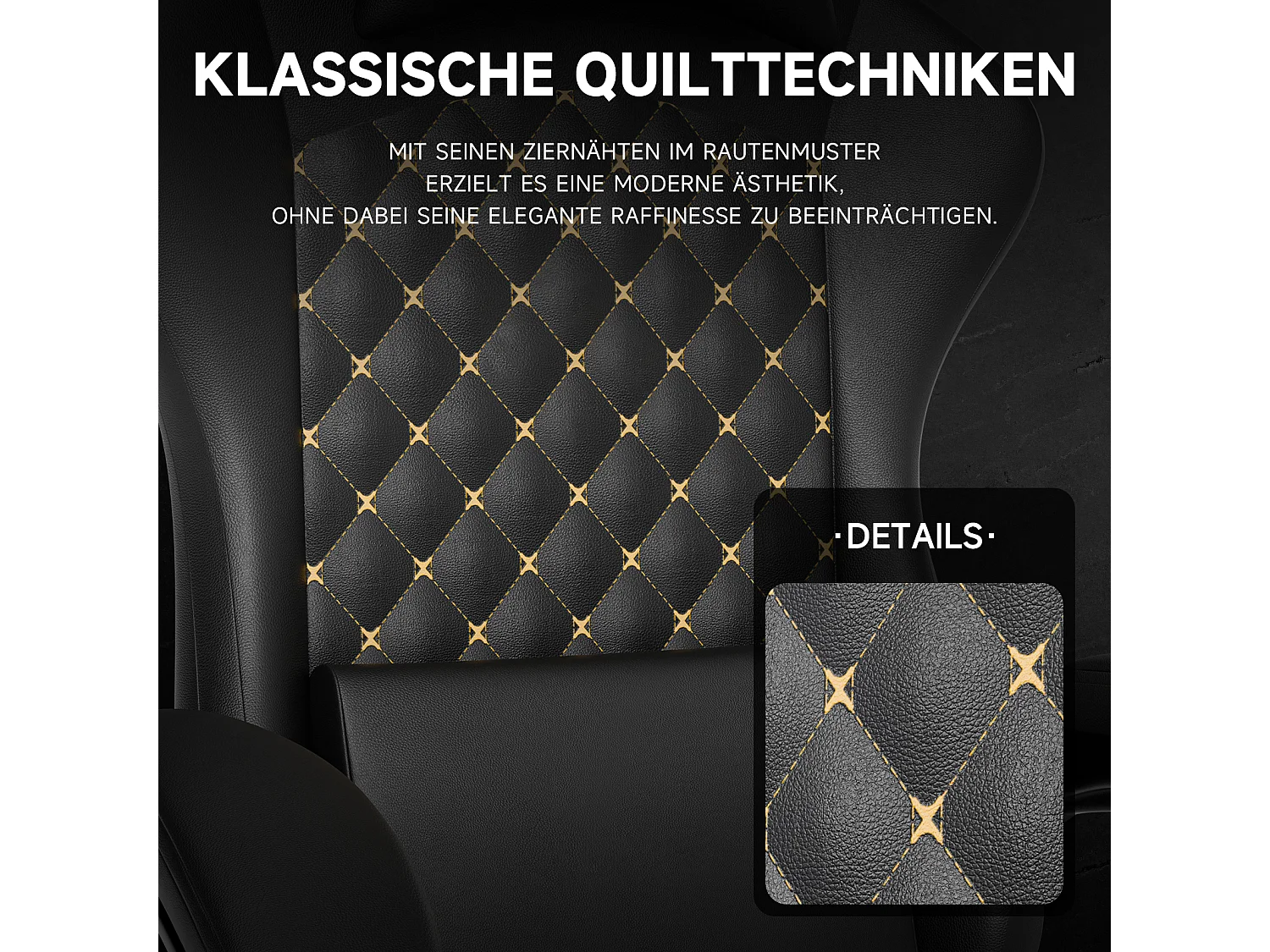 Silla de oficina inclinable 90/105/135° con reposapiés - Silla gaming de piel sintética - Negro