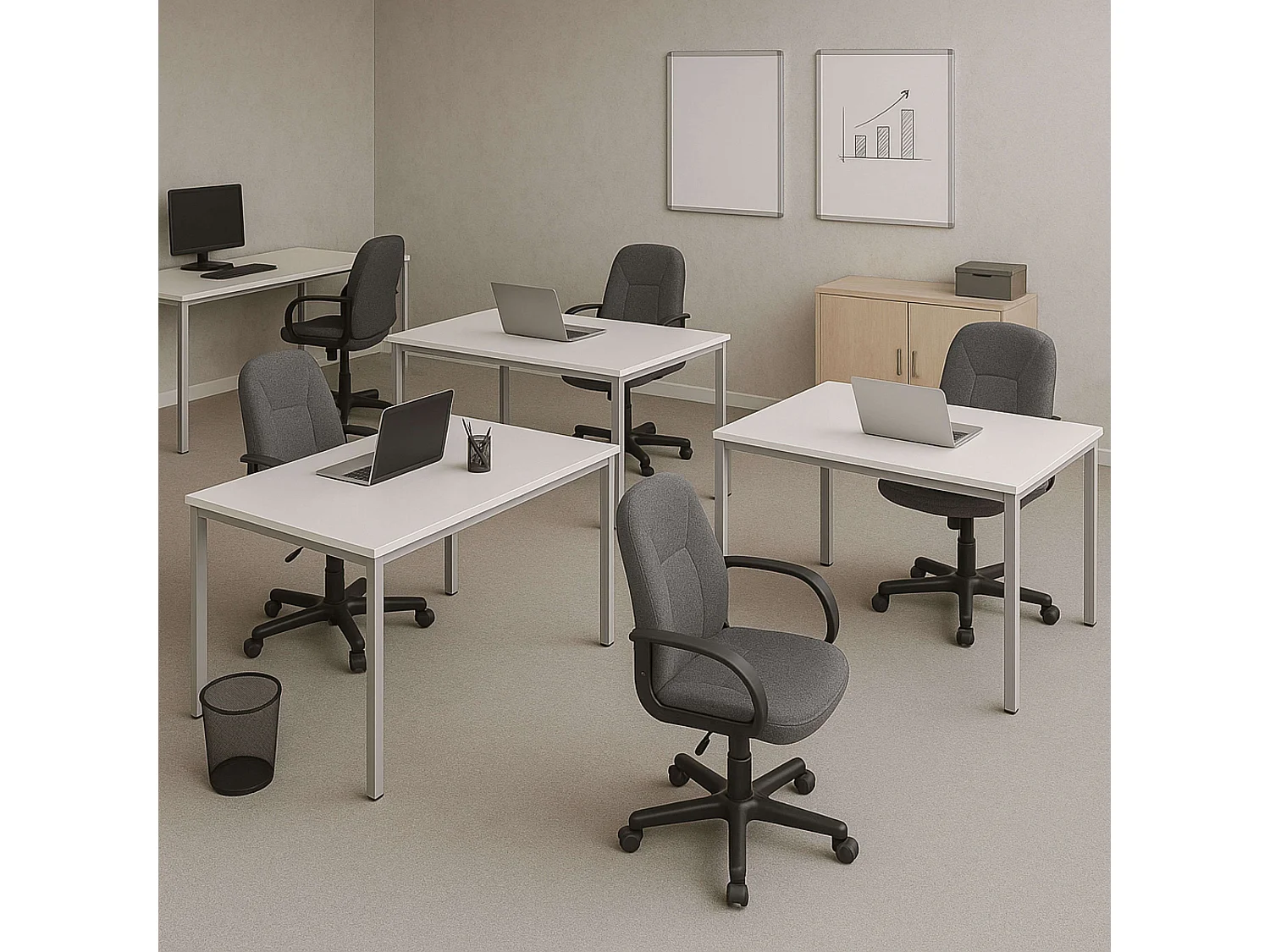 Silla Oficina Gris Antracita con Ruedas, Reposabrazos y Regulable 57x103x46 cm