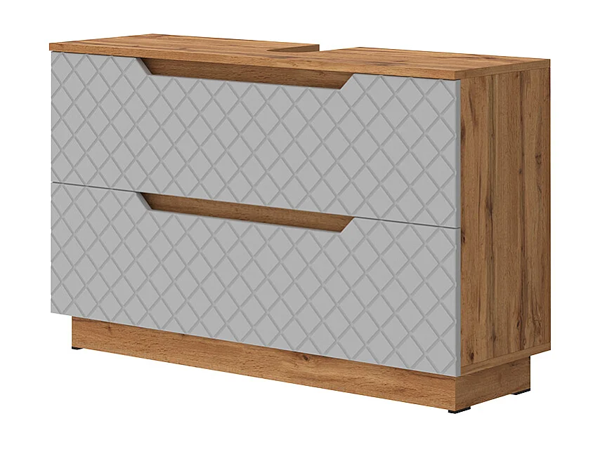 Meuble sous vasque simple chêne/gris avec structure en carreaux 99.4x32x62.5 lotta