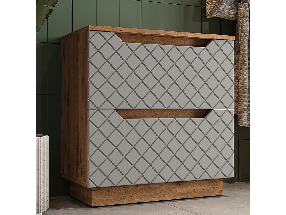 Mobile sottolavabo per bagno rovere/grigio con struttura in piastrelle 59.8x32x62.5 lotta