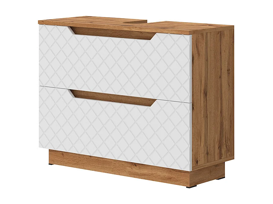 Mobile sottolavabo per bagno rovere/bianco con struttura in piastrelle 79.6x32x62.5 lotta