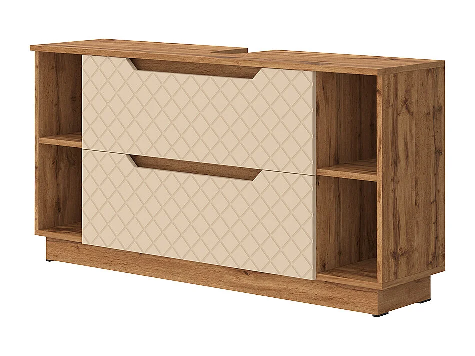Meuble sous vasque simple chêne/cachemire avec structure en carreaux 119.2x35x62.5 lotta