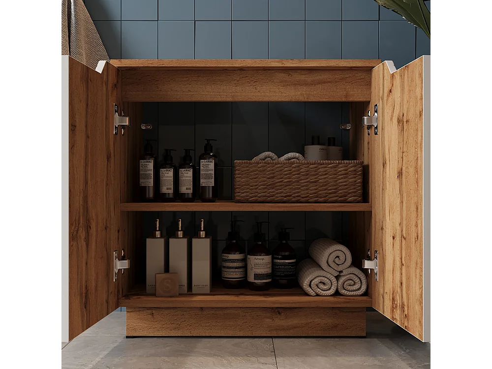 Mobile sottolavabo per bagno rovere/bianco a strisce 59.8x32x62.1 lotta