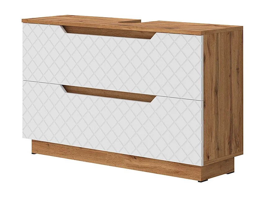 Meuble sous vasque simple chêne/blanc avec structure en carreaux 99.4x32x62.5 lotta
