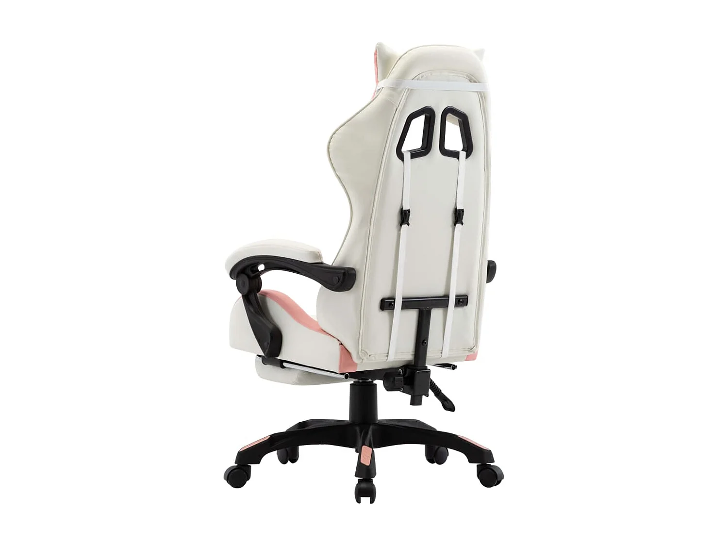 Gaming-Stuhl mit Fußstütze Rosa und Weiß Kunstleder