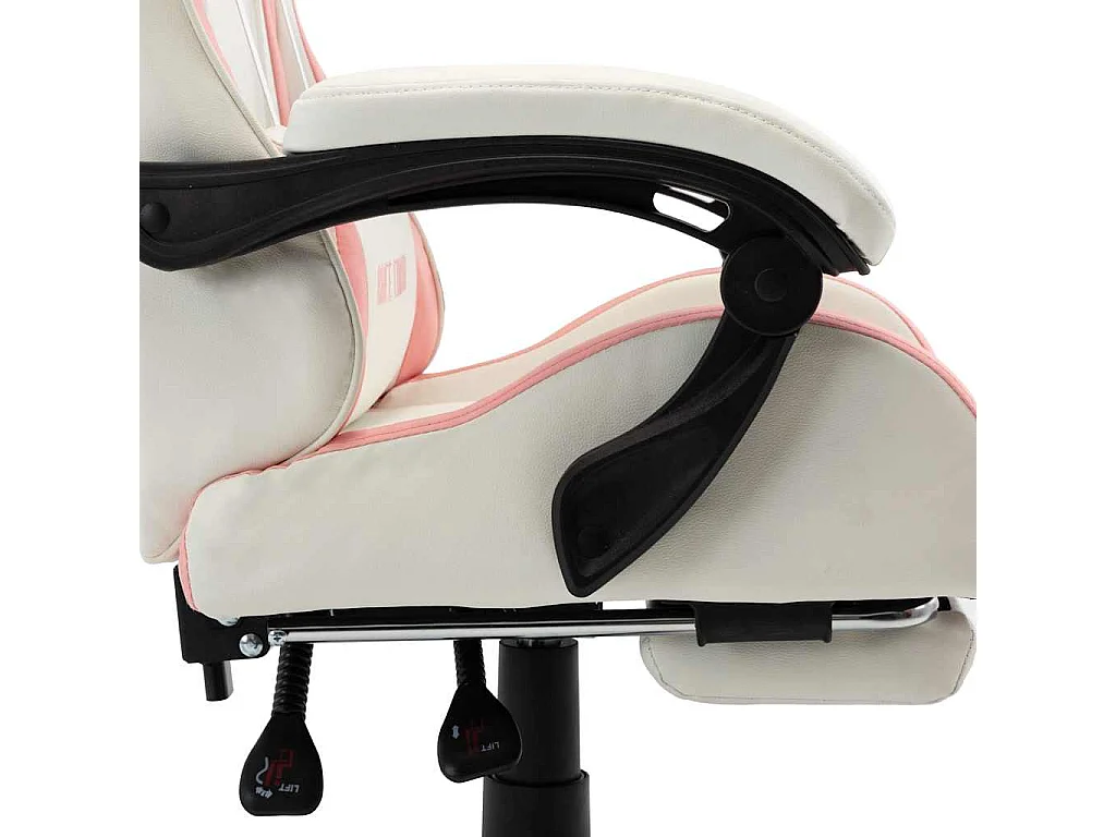 Fauteuil de jeux vidéo et repose-pied Rose et blanc Similicuir