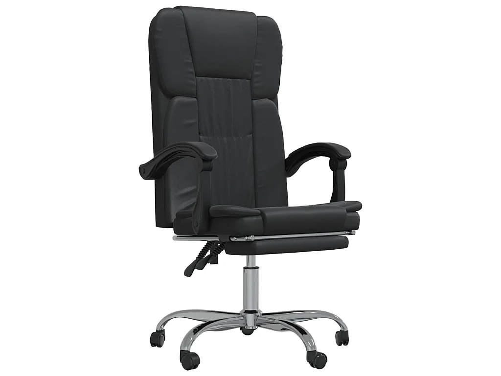 Cadeira de escritório reclinável couro artificial preto