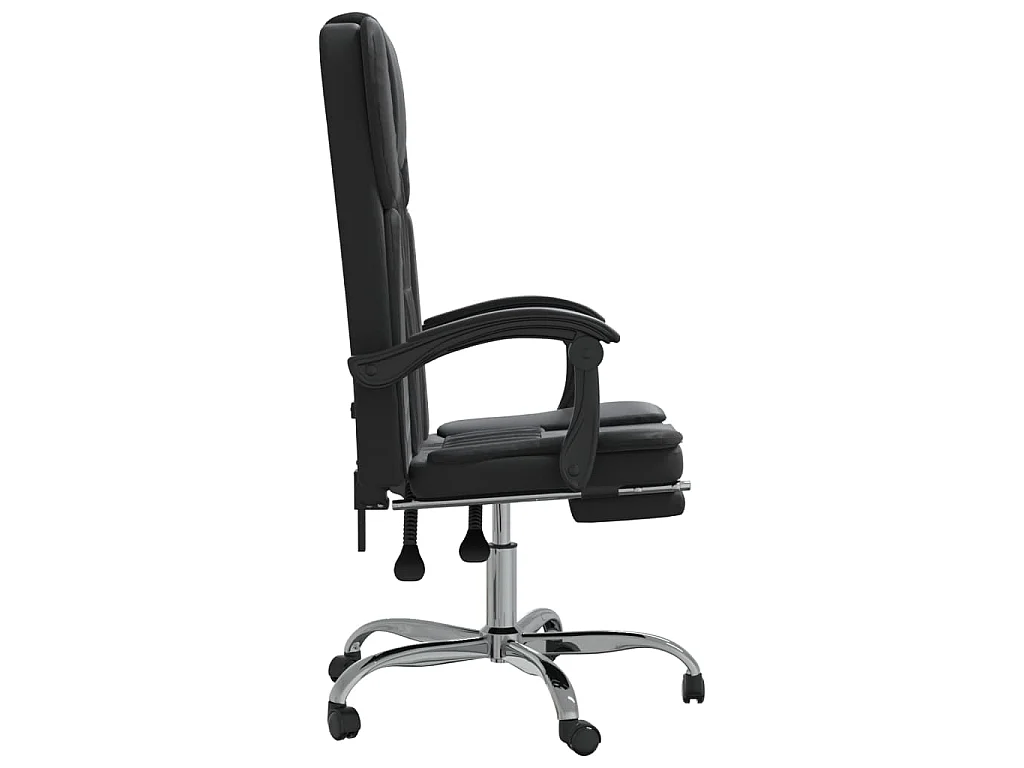 Cadeira de escritório reclinável couro artificial preto