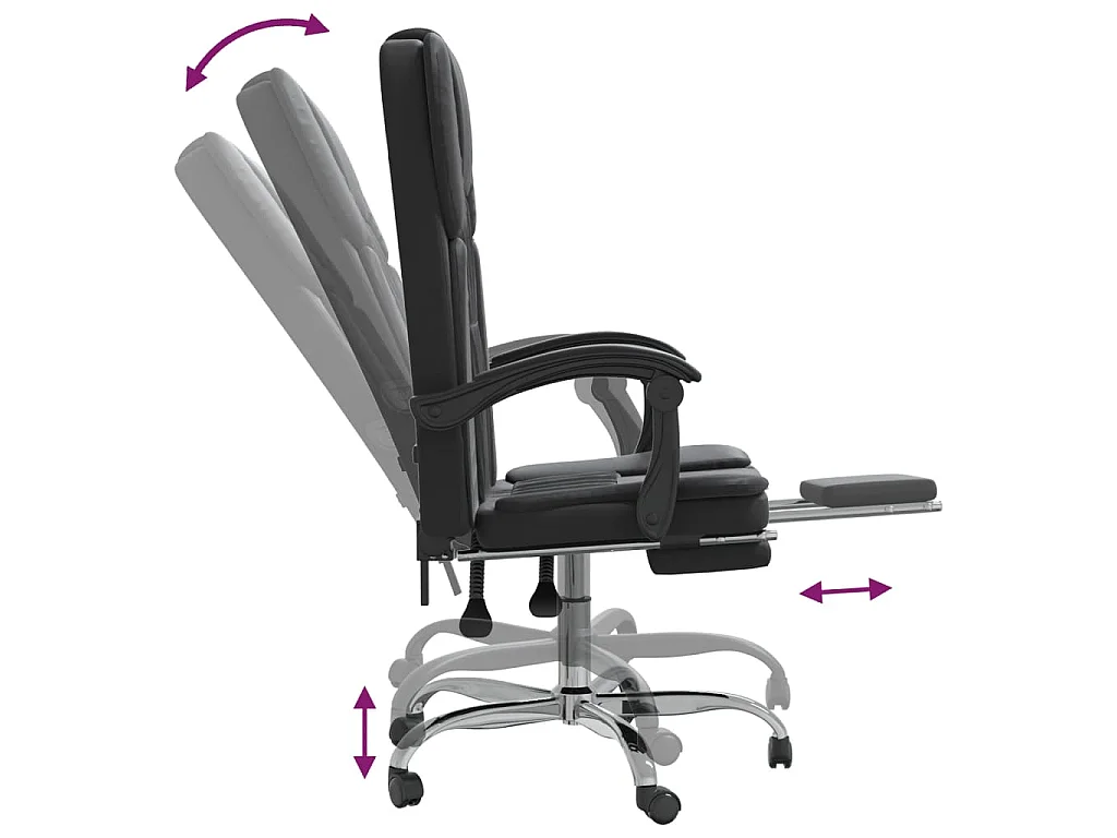 Cadeira de escritório reclinável couro artificial preto