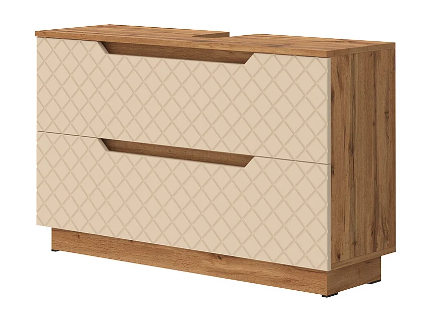 Meuble sous vasque simple chêne/cachemire avec structure en carreaux 99.4x32x62.5 lotta