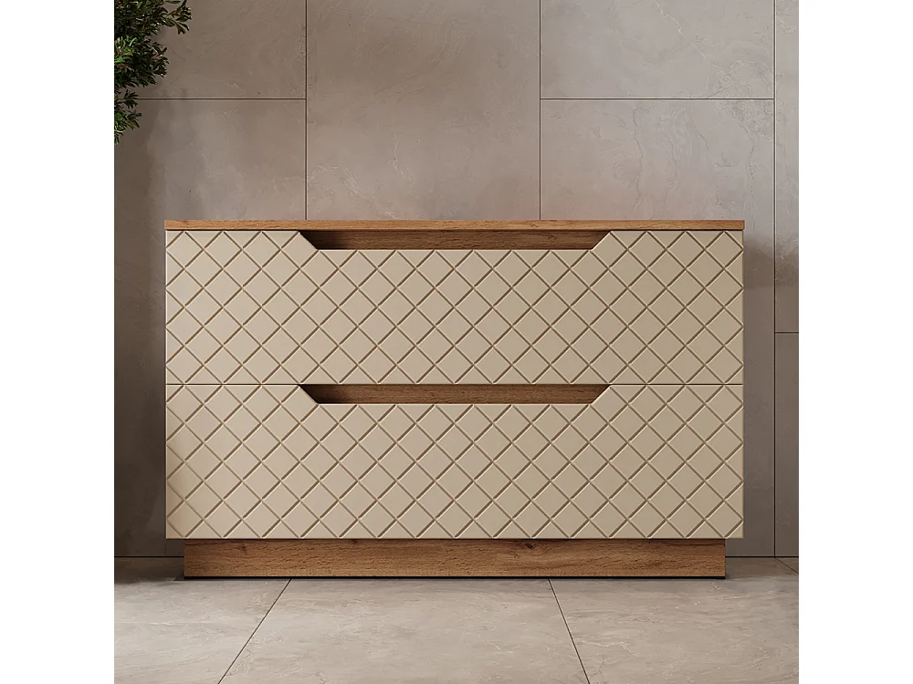 Meuble sous vasque simple chêne/cachemire avec structure en carreaux 99.4x32x62.5 lotta