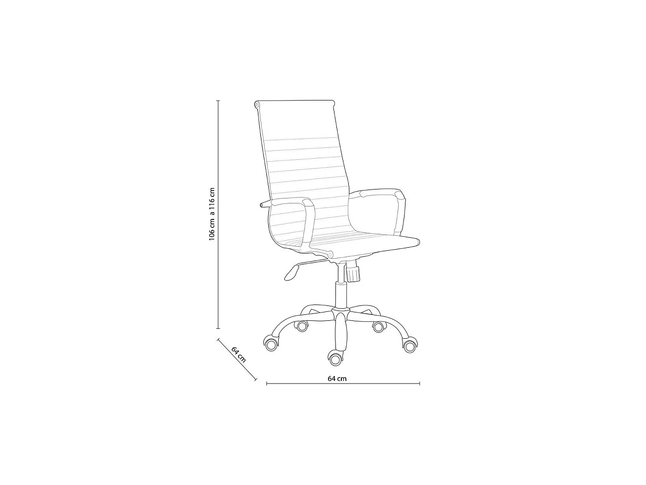 Silla de oficina ergonómica en blanco 106-116x64 cm Letter Símil Piel Blanco