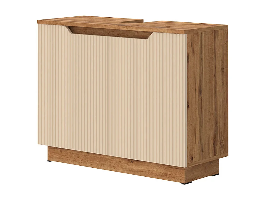 Meuble vasque simple chêne/cachemire rayé 79.6x32x62.1 lotta