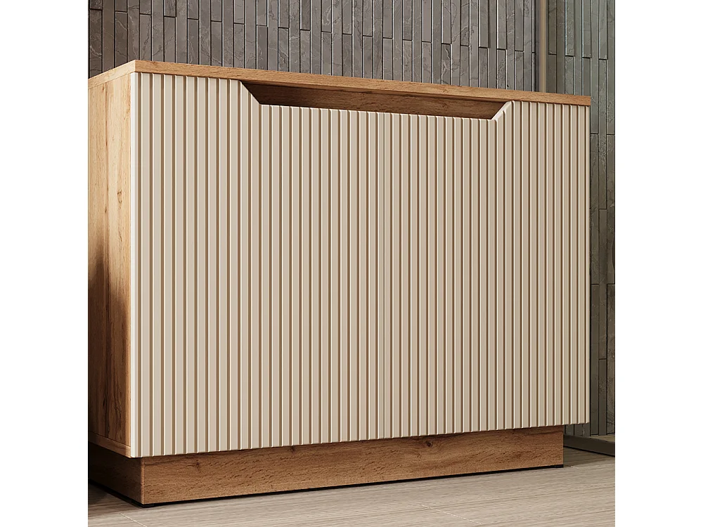 Meuble vasque simple chêne/cachemire rayé 79.6x32x62.1 lotta