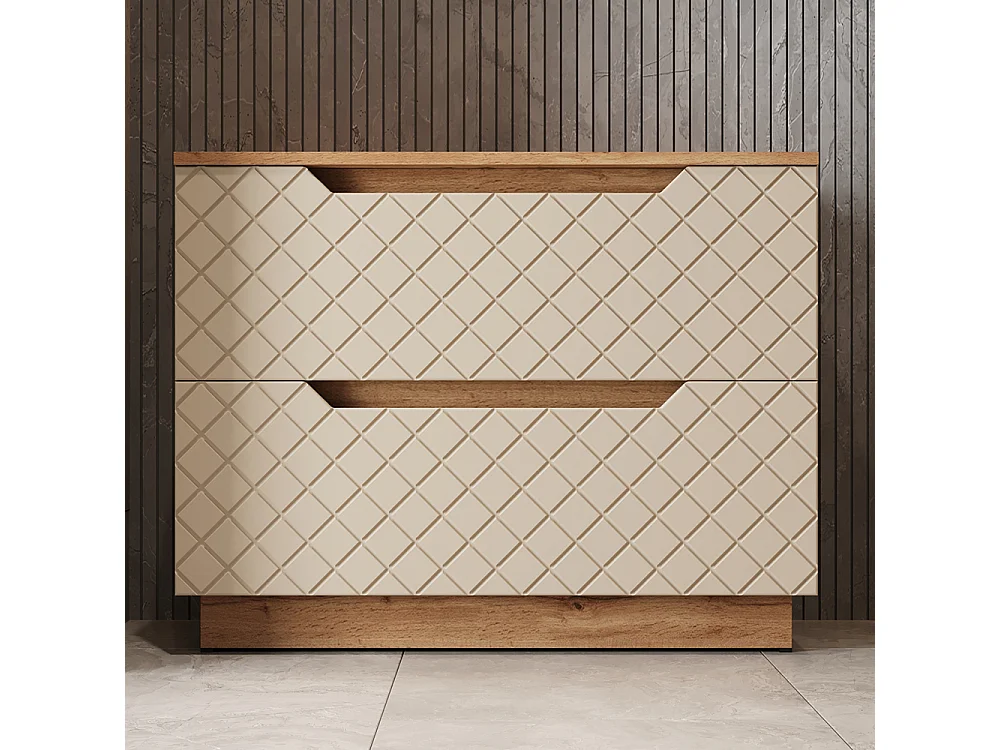 Meuble sous vasque simple chêne/cachemire avec structure en carreaux 79.6x32x62.5 lotta