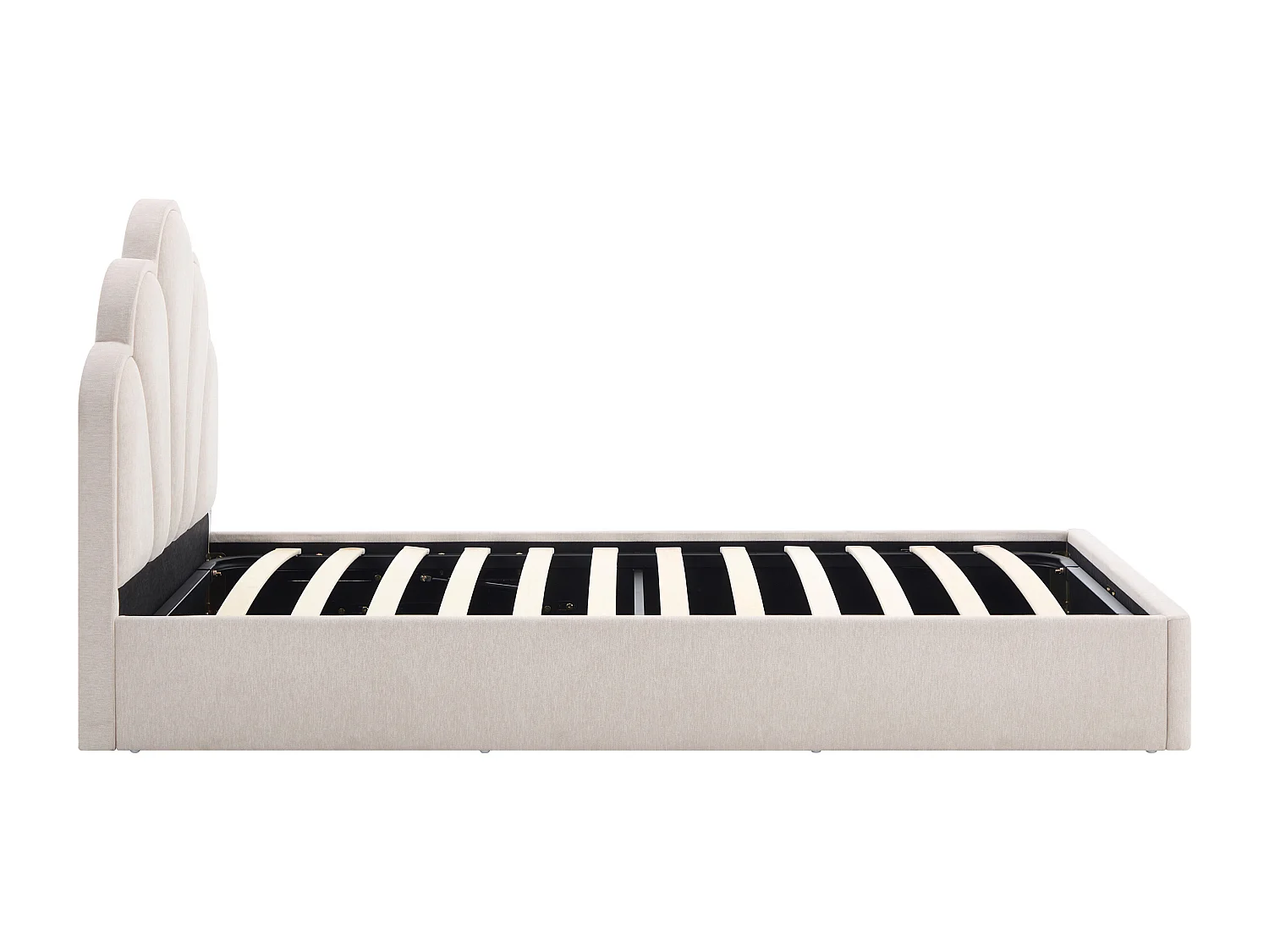 Lit coffre coquillage 90 x 190 cm – Tissu – Beige + Matelas - CORALUNO