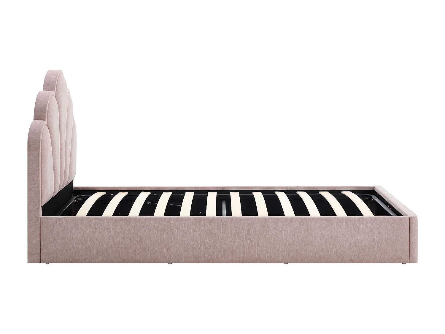 Lit coffre coquillage 90 x 190 cm – Tissu – Rose + Matelas - CORALUNO