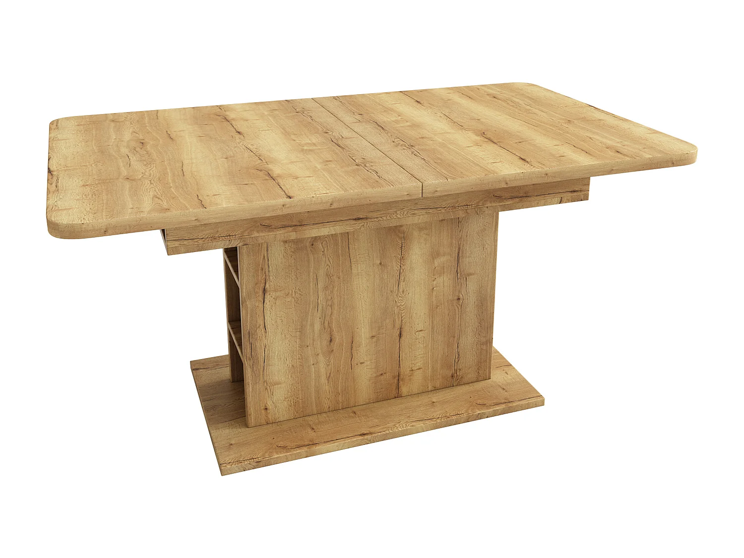 Table à manger extensible 110x70x75 cm, rangement intégré, usage polyvalent, panneau de particules, naturel