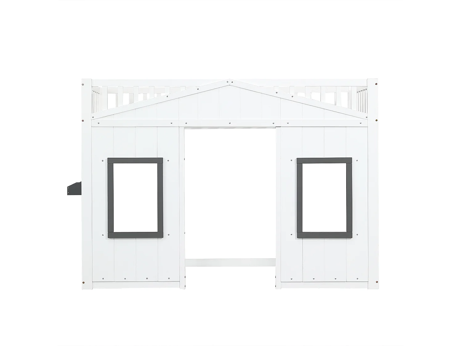 Letto per bambini 90x200 cm con scala, protezioni e finestre, con mensola, legno e MDF bianco (Senza materasso)