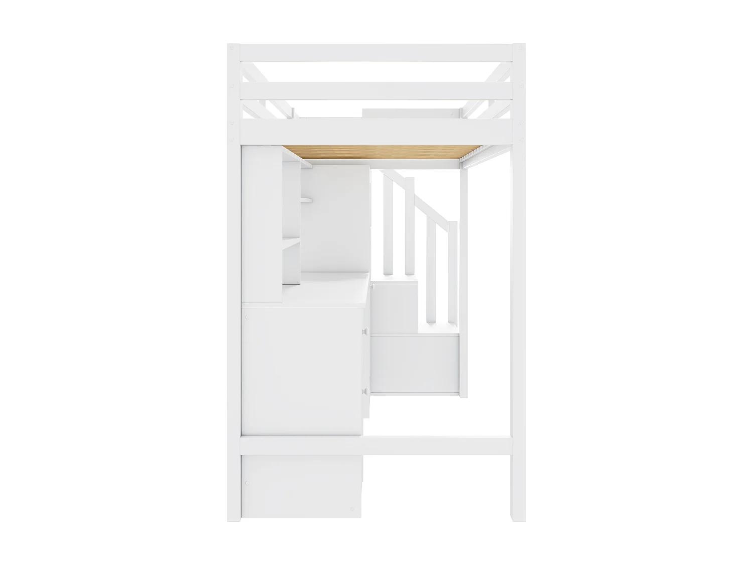 Lit mezzanine 90x200cm design sécurisé avec barrières échelle bureau intégré en bois blanc Sans matelas