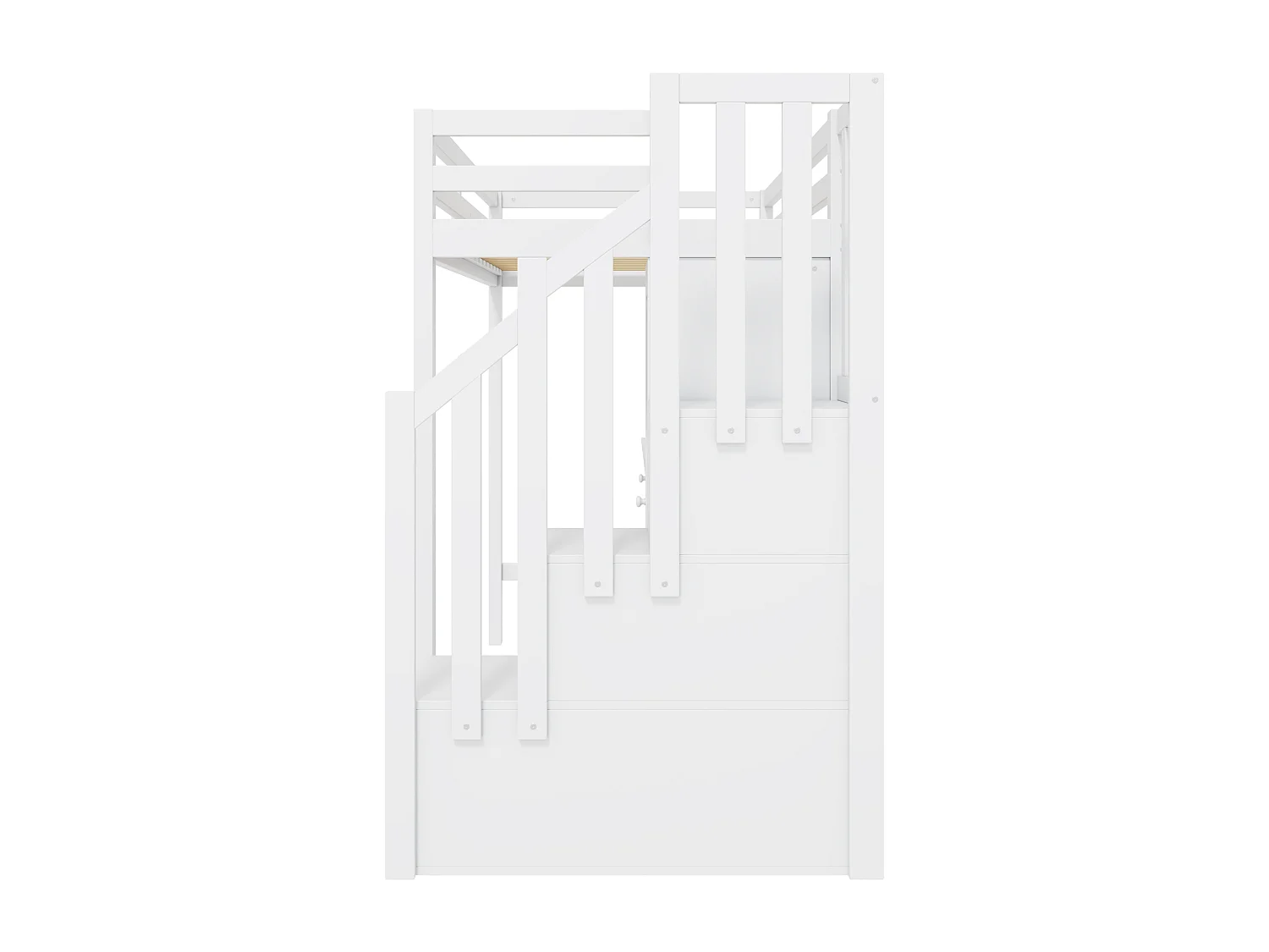 Lit mezzanine 90x200cm design sécurisé avec barrières échelle bureau intégré en bois blanc Sans matelas