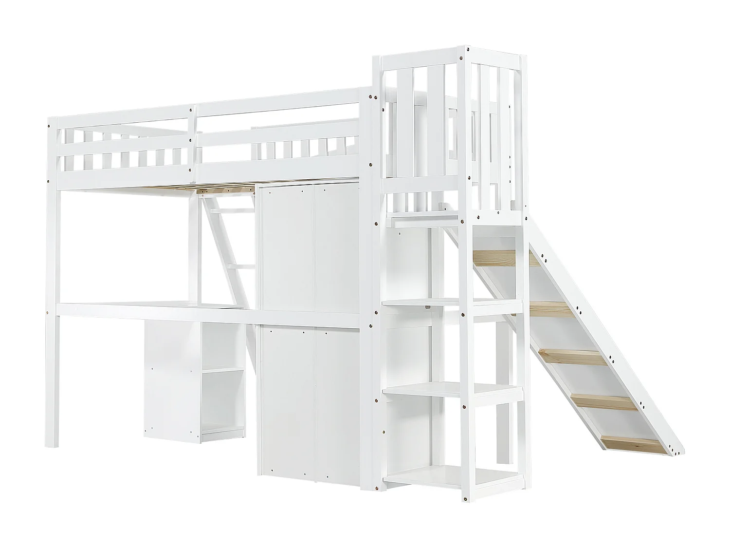 Lit superposé 90x200cm Style fonctionnel Multifonction pour chambre denfants Bois MDF et contreplaqué blanc (Sans matelas)