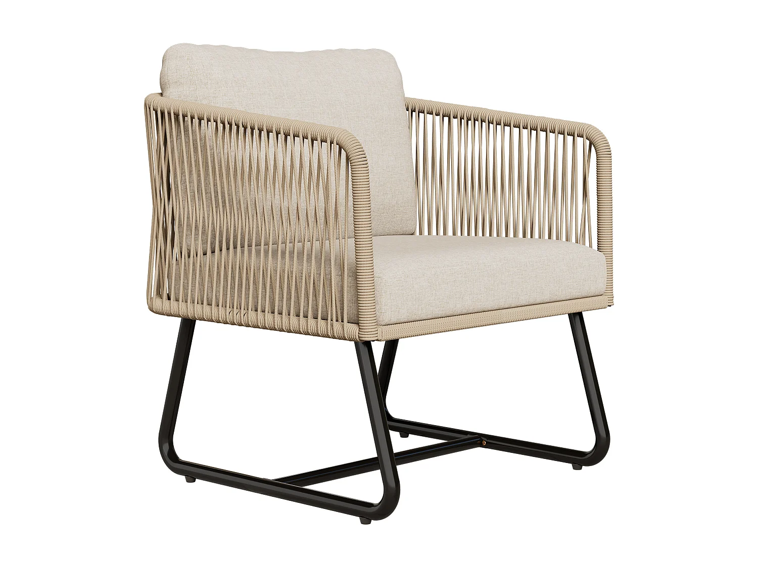 5-zits tuinmeubelset met zit- en rugkussens - Verstelbare poten - Metaal en glas - Beige