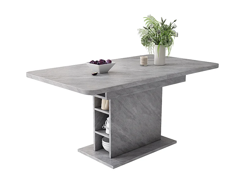 Tavolino da caffè sollevabile per 4-6 persone - gambe in legno - grigio (130x70x75 cm)