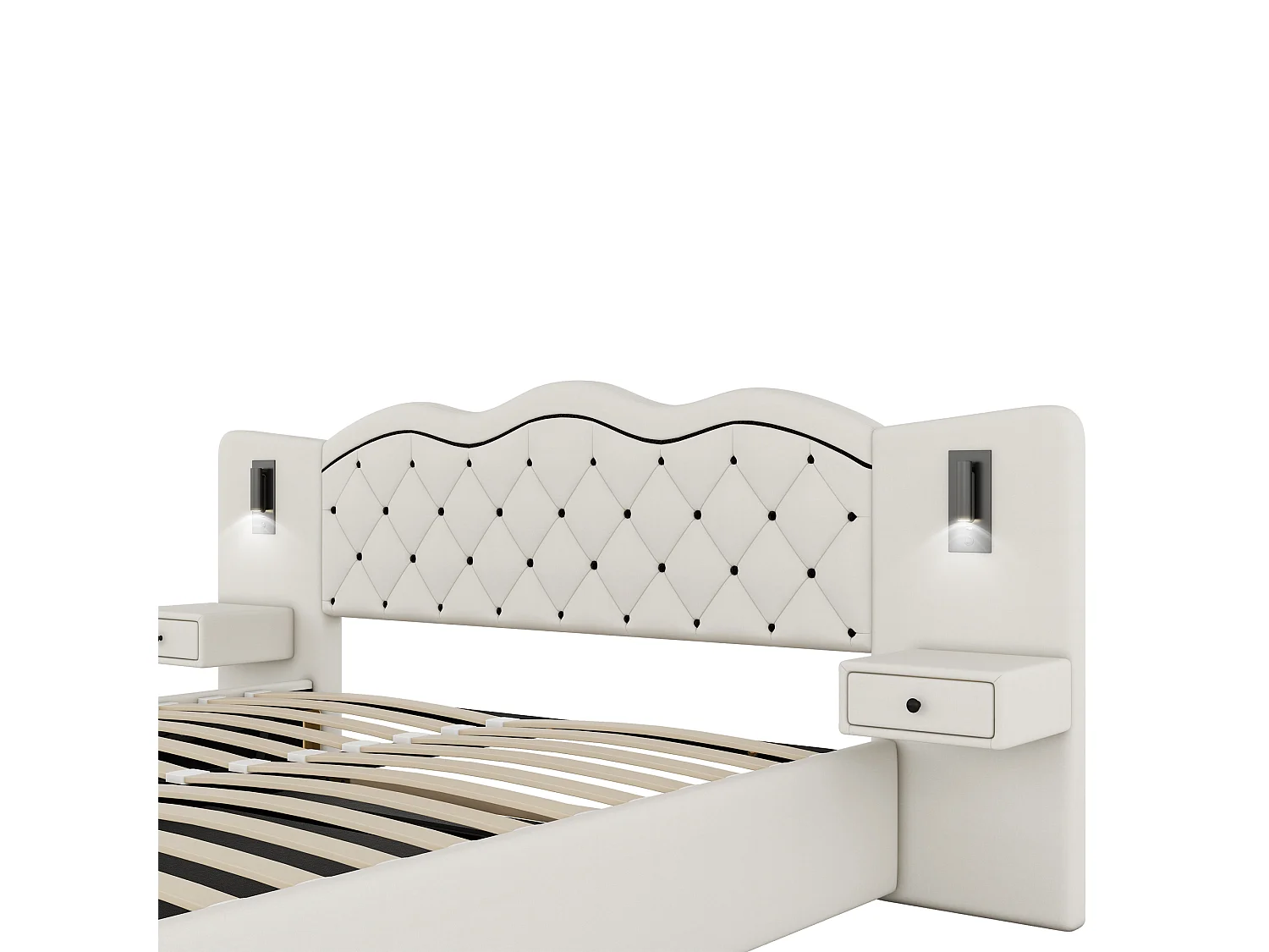 Lit coffre 180x200 lit adulte style contemporain avec ouverture hydraulique en bois pour rangement, beige (Sans matelas)