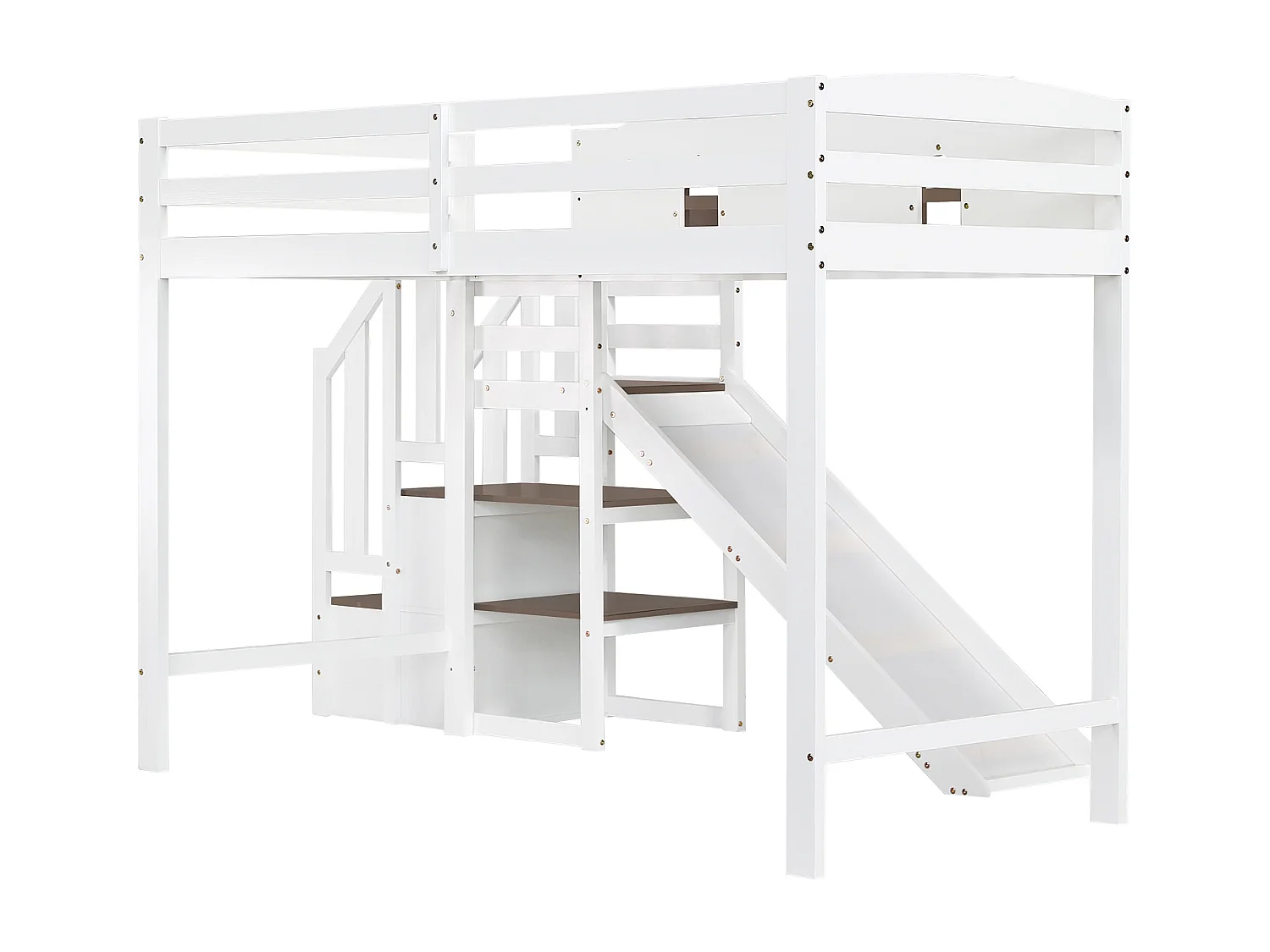 Lit superposé 90x200cm lit pour enfants style ludique sécurité renforcée bois et MDF pour chambre enfant blanc (Sans matelas)