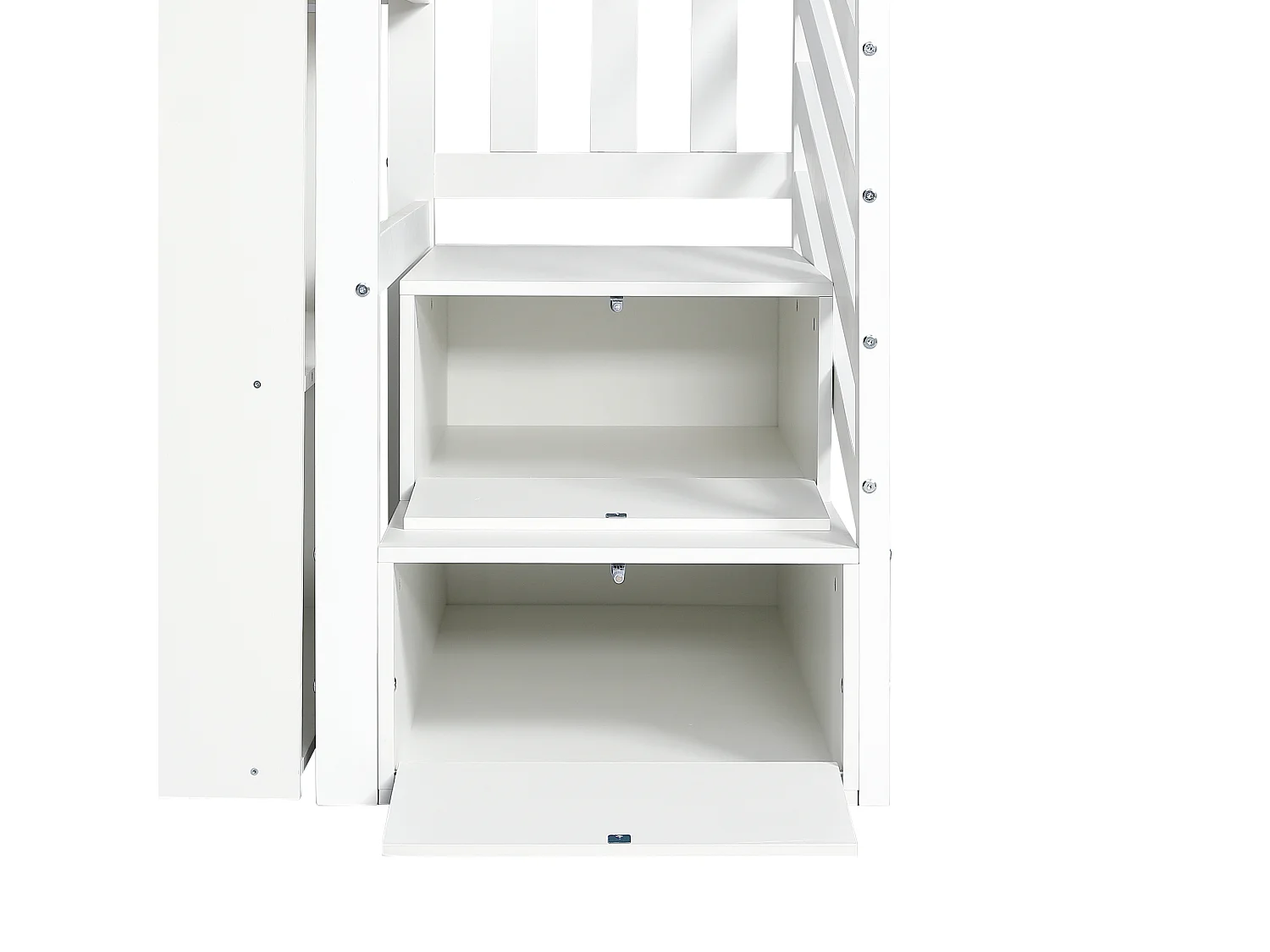 Lit mezzanine 90x200cm lit enfant design minimaliste gain de place multifonction bois chambre blanc (Sans matelas)