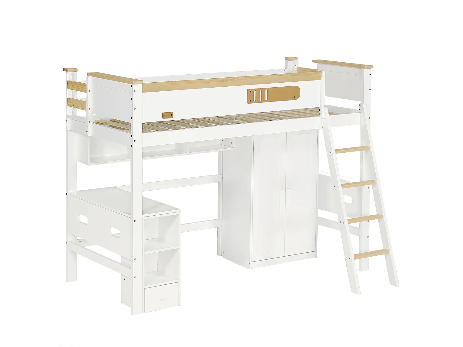 Lit superposé 140x200cm style moderne gain de place bois idéal pour chambre compacte Blanc naturel (Sans matelas)