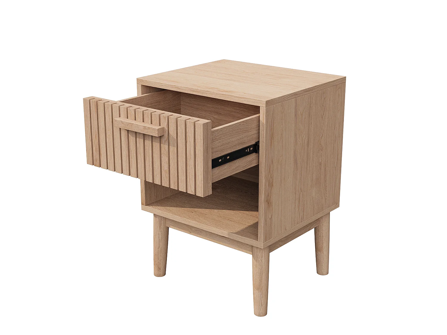 Set van 2 nachtkastjes met lades - Moderne salontafel met opberglade voor woonkamer en slaapkamer - natuurlijke houtkleur