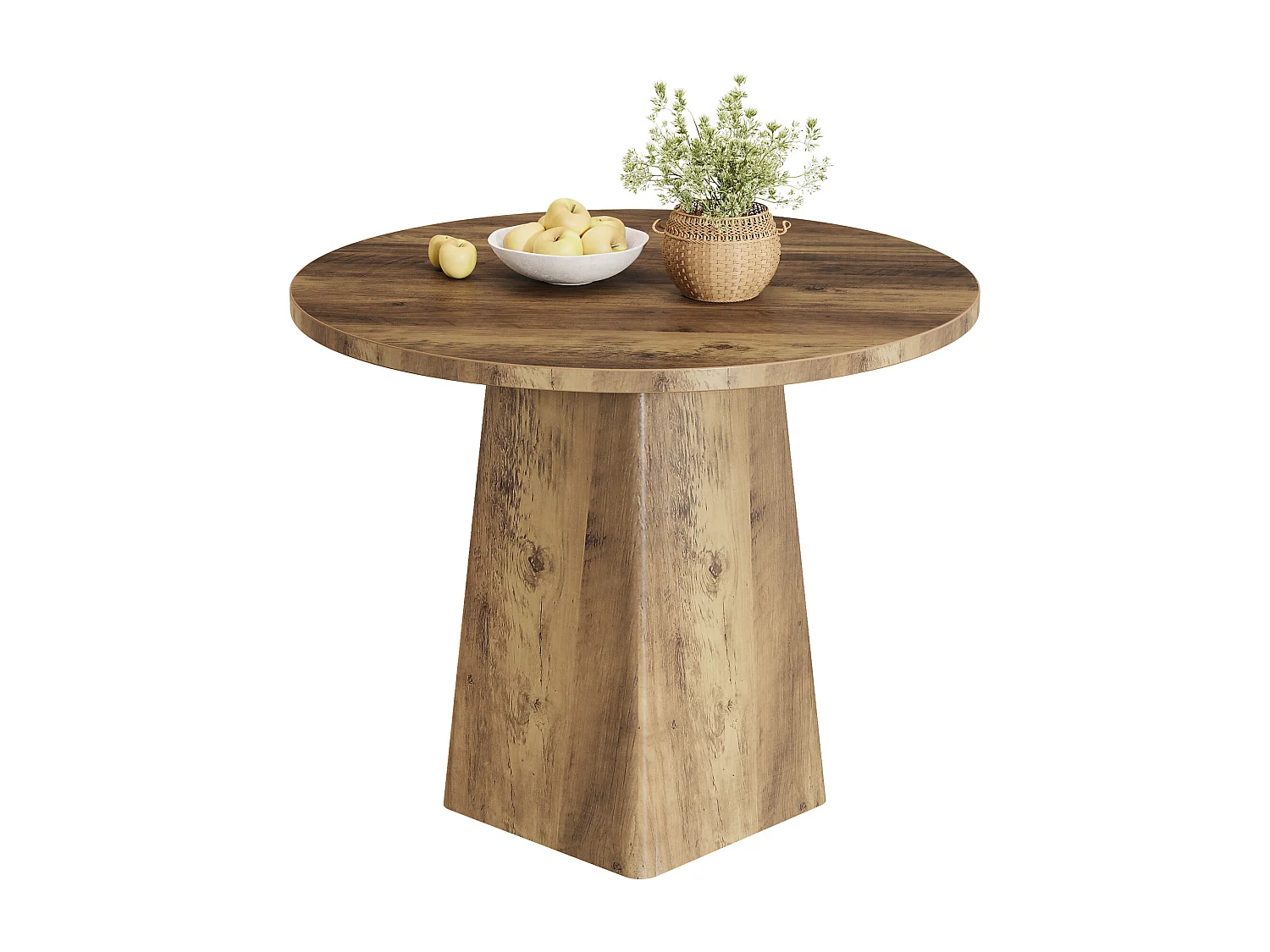 Table de salle à manger ronde de 80 cm pour 2 à 4 personnes, style campagnard, petite table de cuisine avec base carrée