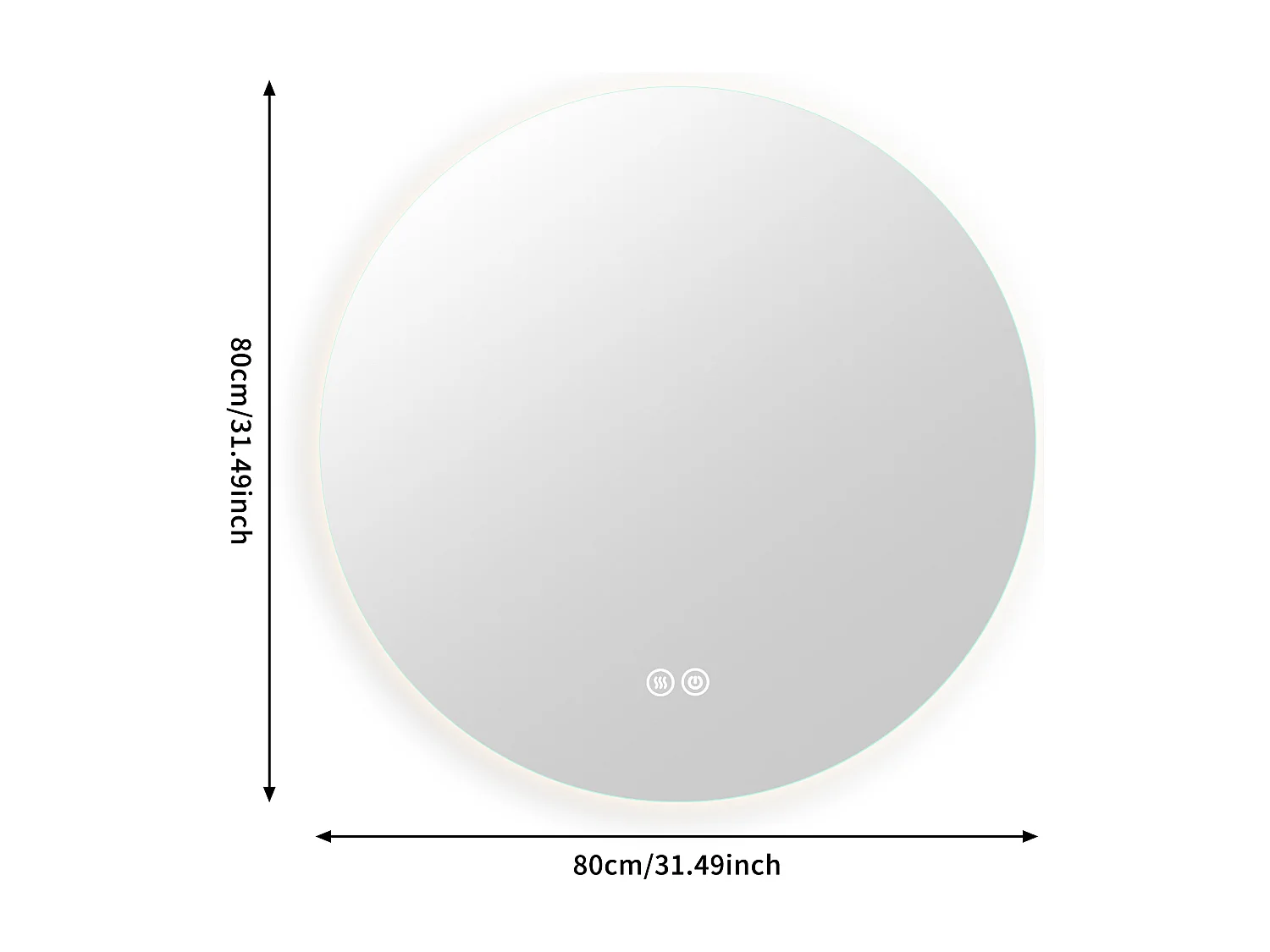 Espejo de baño con iluminación LED - 80 x 80 cm - Interruptor táctil - 3 colores de iluminación - Montaje en pared