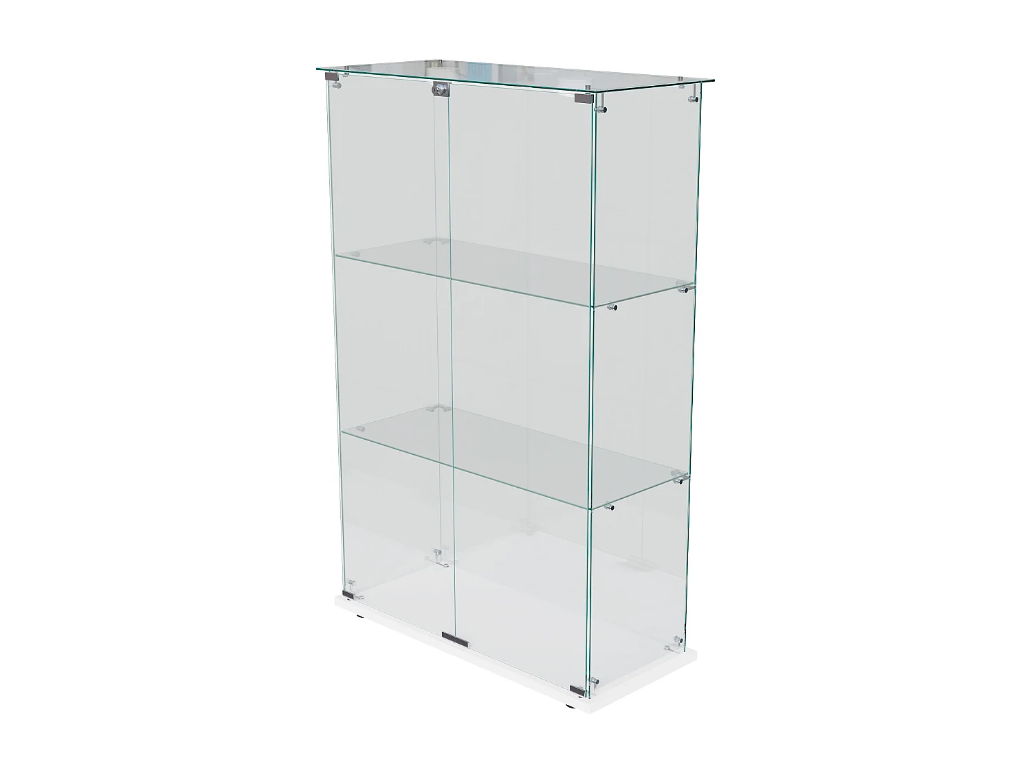 Vitrine avec éclairage LED, vitrine sur pied avec serrure, 2 portes et 3 étagères, blanc,123.3 x 78,5 x 35 cm
