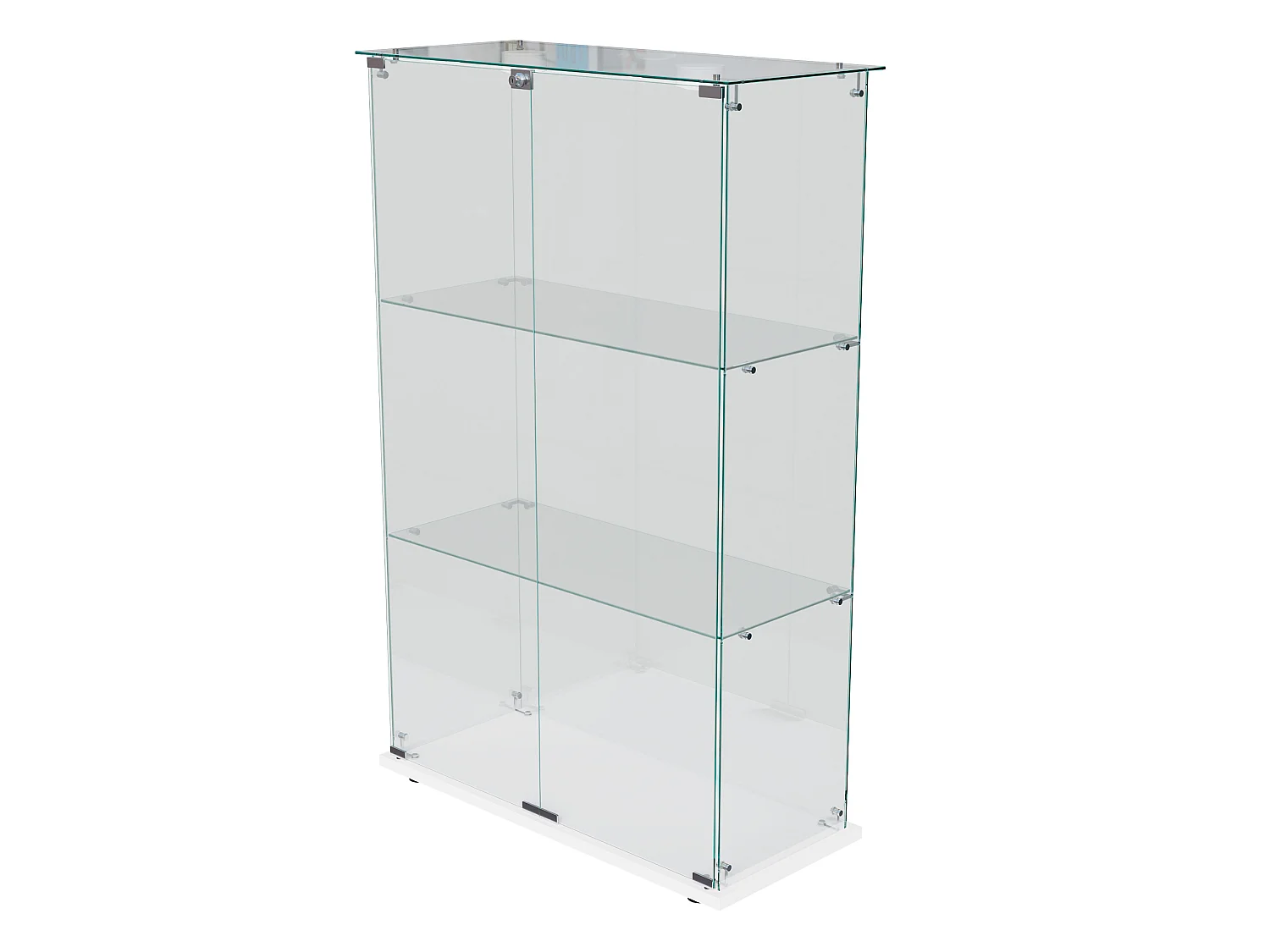 Vitrine avec éclairage LED, vitrine sur pied avec serrure, 2 portes et 3 étagères, blanc,123.3 x 78,5 x 35 cm