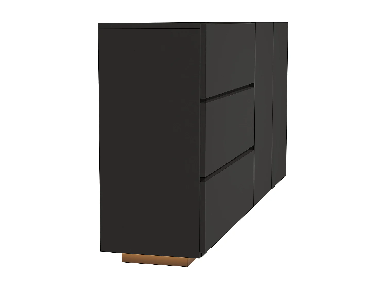 Aparador/cómoda lacado alto brillo con 2 puertas y 3 cajones, mueble de salón con iluminación LED, mueble de cocina, color negro