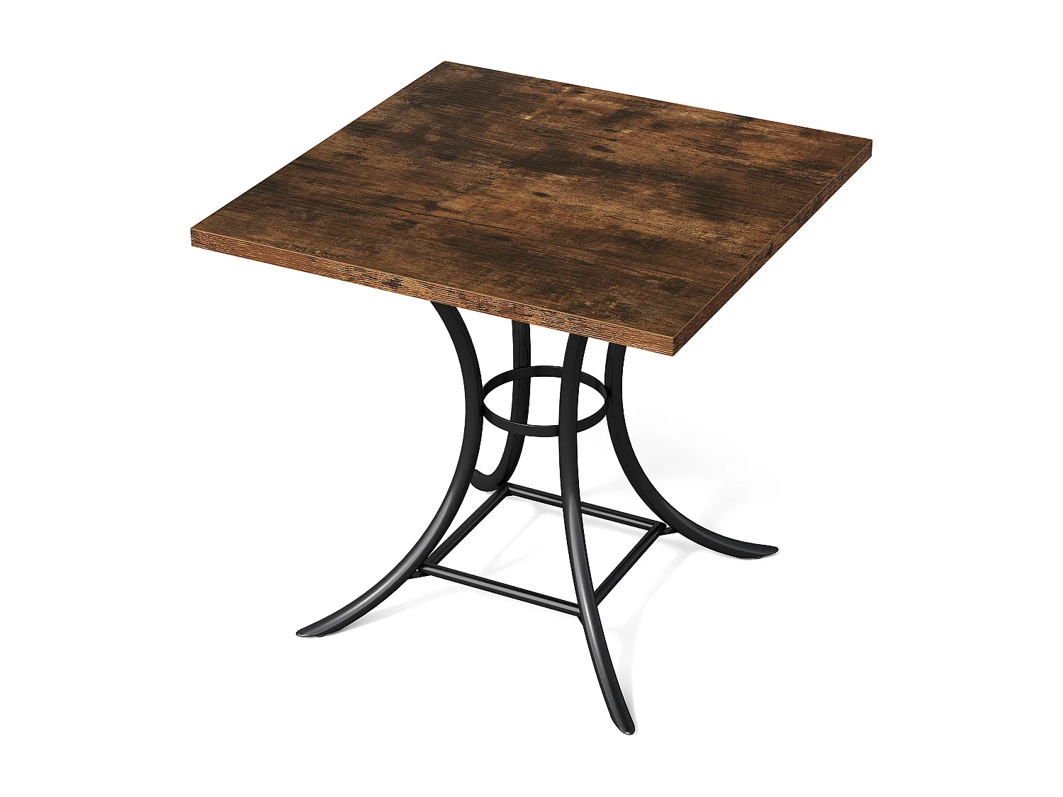 Table de salle à manger carrée pour 2 à 4 personnes, avec repose-pieds intégré.