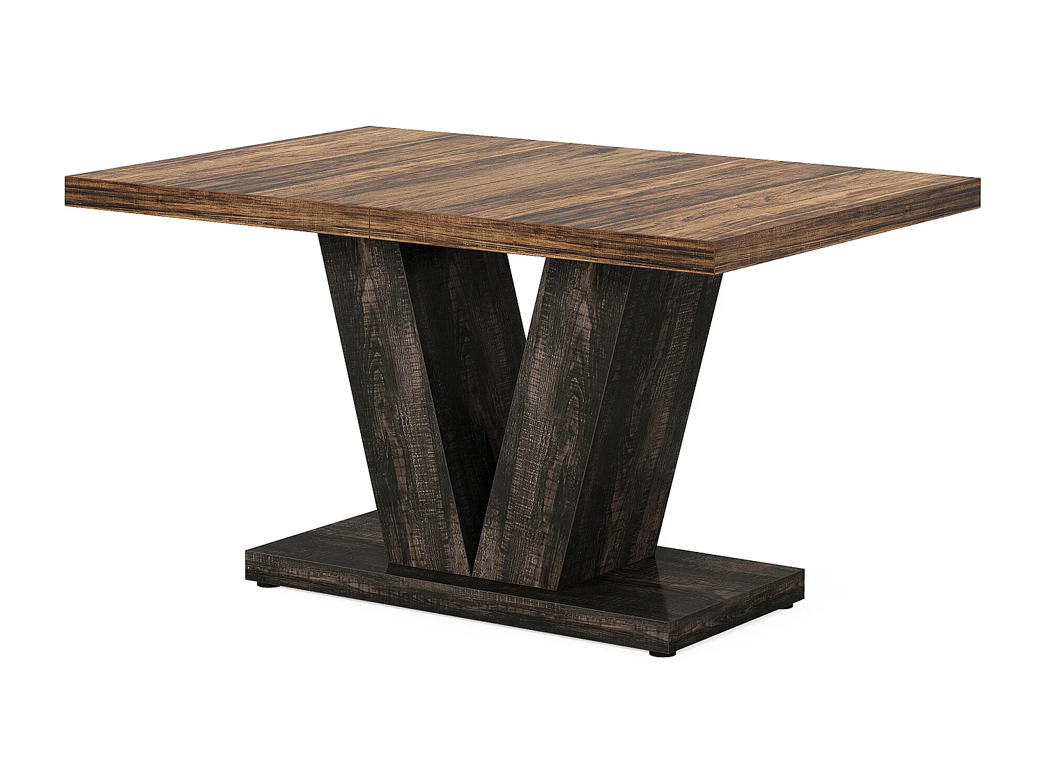 Table à manger pour 4 personnes, tables de salle à manger modernes, table de cuisine rectangulaire avec pied en V