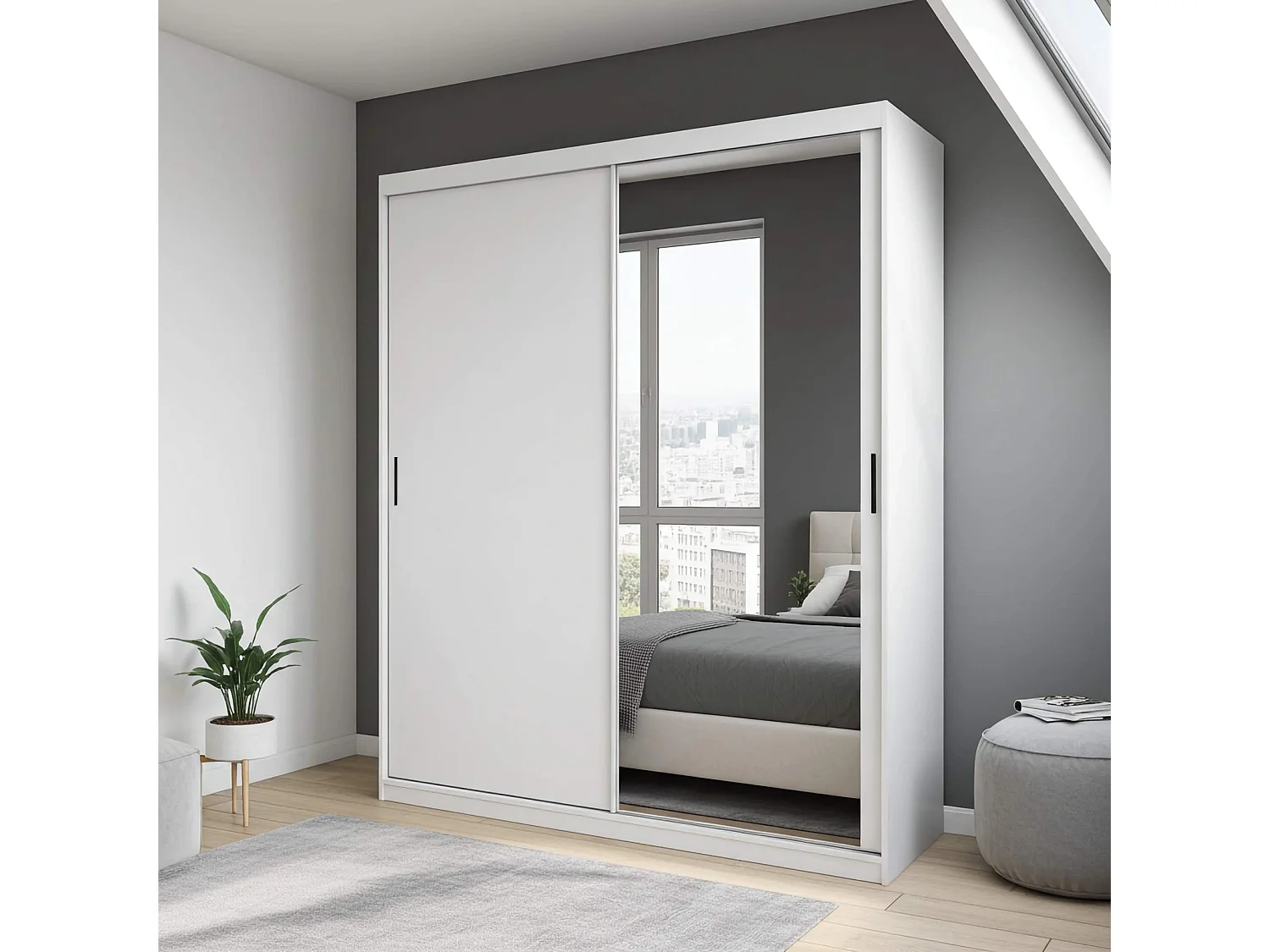 Armoire - 200 cm blanc mat - Mirano