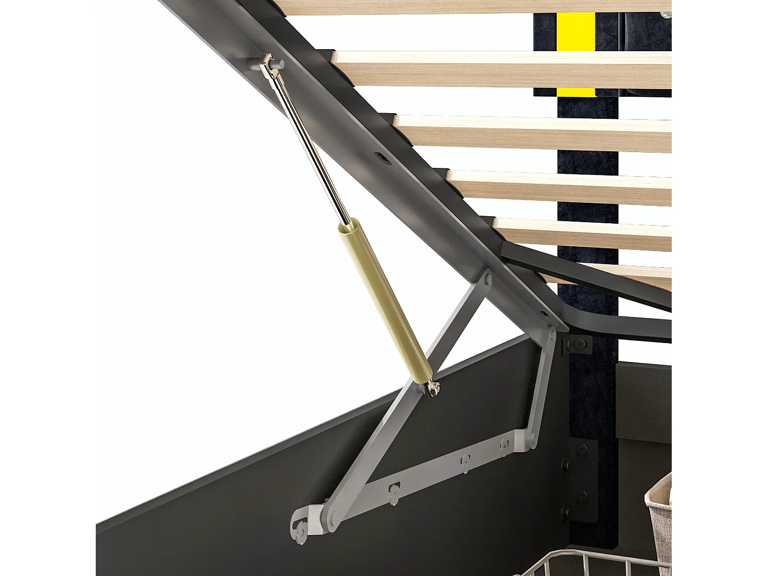 Cama doble 140x200cm con iluminación LED - cabecero regulable en altura - espacio de almacenamiento hidráulico - terciopelo - beige