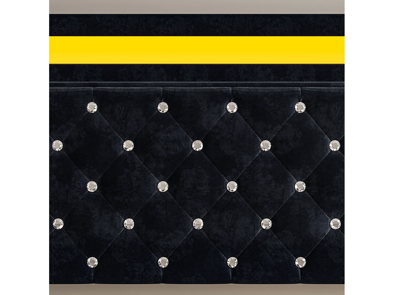 Lit double 180x200cm avec éclairage LED - tête de lit réglable en hauteur - espace de rangement hydraulique - velours - noir