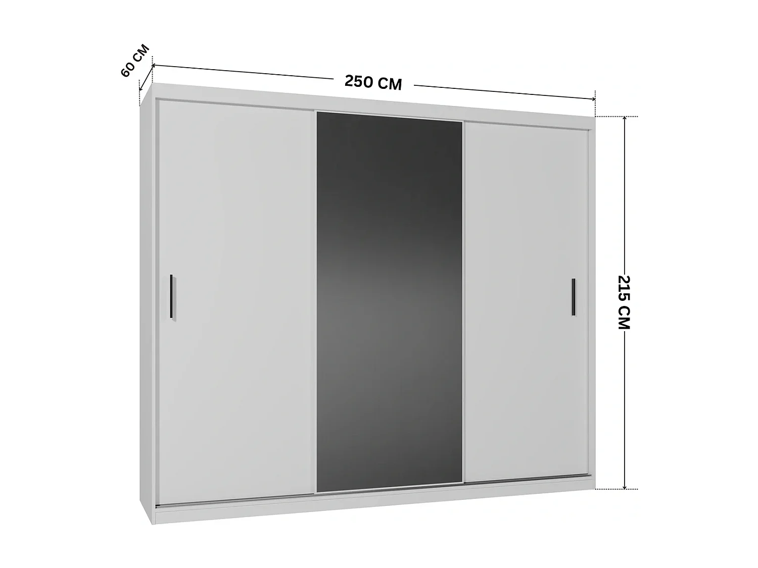 Kledingkast - 250 cm mat wit - Mirano