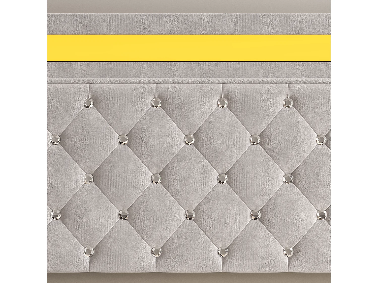 Cama doble 160x200cm con iluminación LED - cabecero regulable en altura - espacio de almacenamiento hidráulico - terciopelo - beige