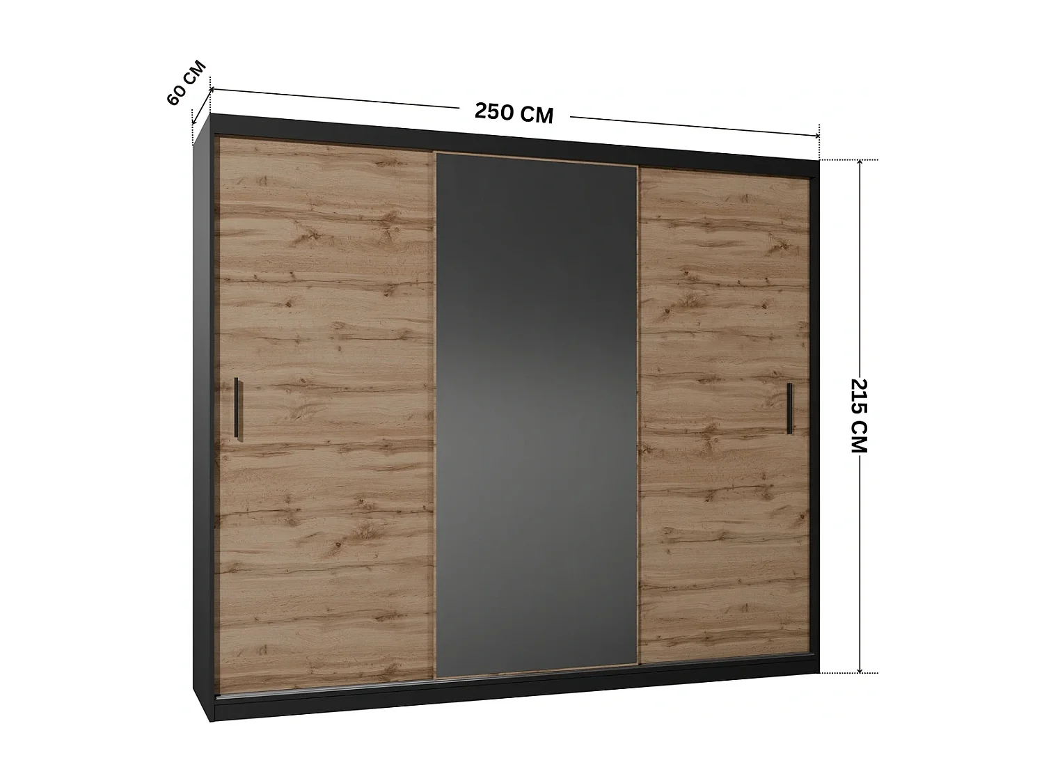 Kledingkast - 250 cm wotan eiken - Mirano