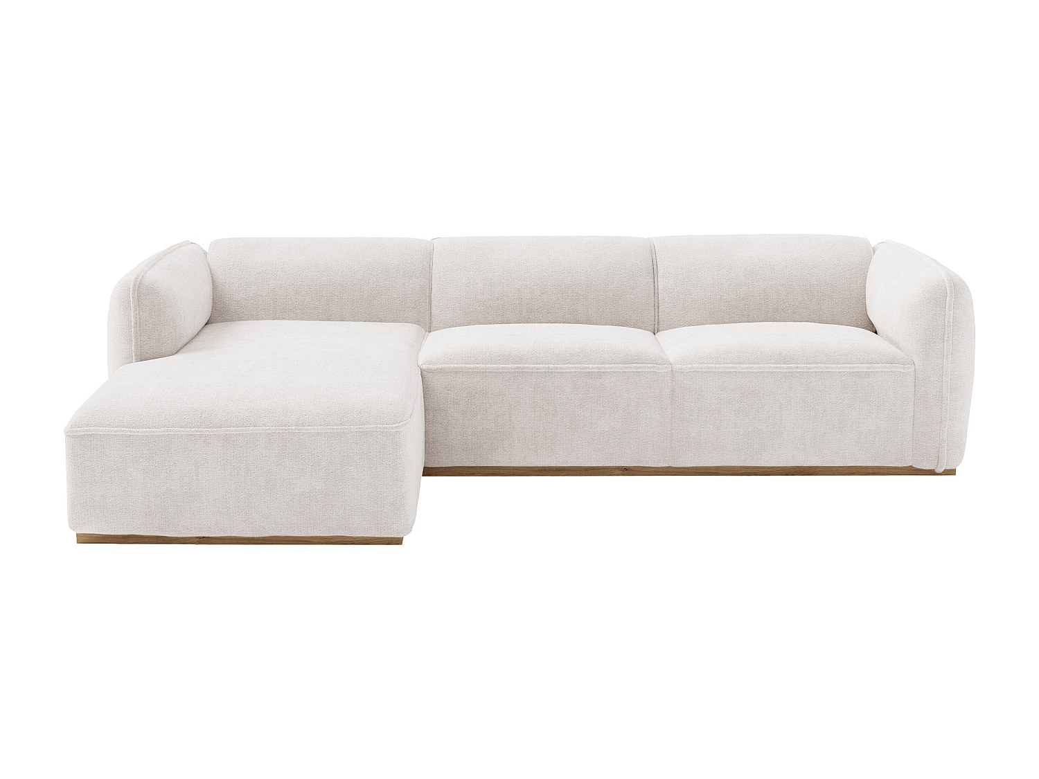 Vente-unique Ecksofa - Ecke Links - Aus Beigem Chenillestoff Und Holzbasis Canobru