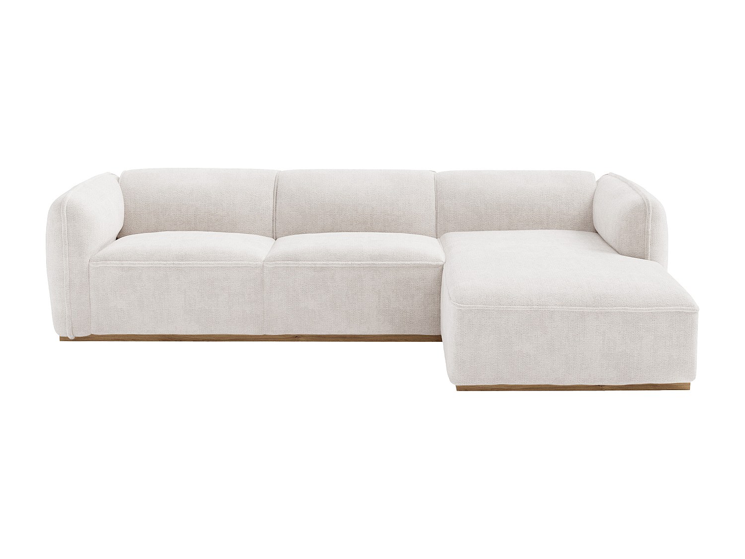 Vente-unique Ecksofa - Ecke Rechts - Aus Chenille-Stoff In Beige Mit Holzsockel Canobru