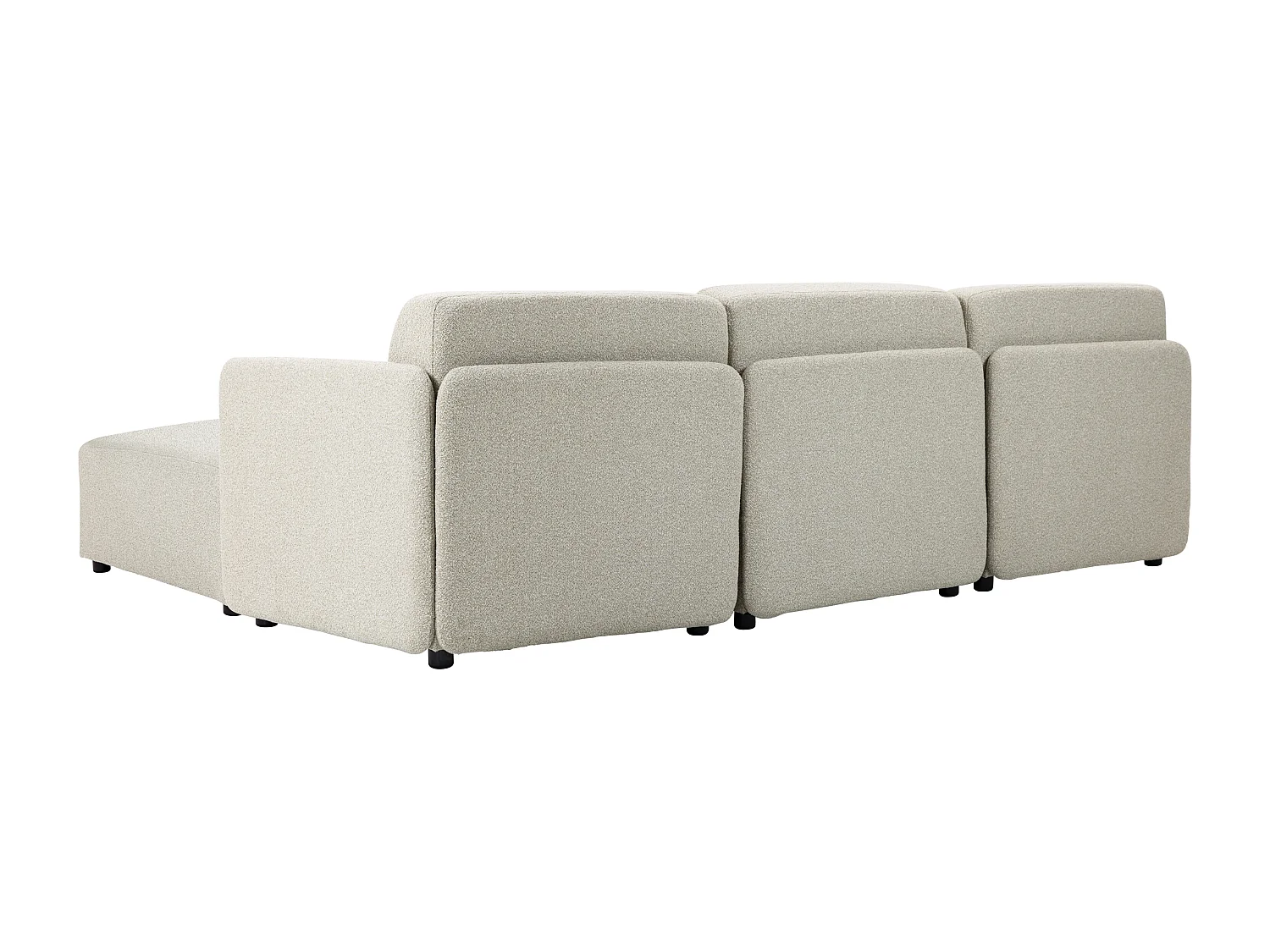 Sofá modular MIA de 3 lugares com pufe em tecido bege - Conforto e modularidade com estilo