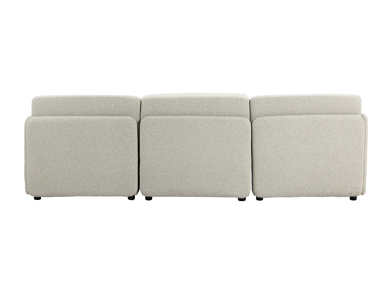 Sofá modular MIA de 3 lugares com pufe em tecido bege - Conforto e modularidade com estilo